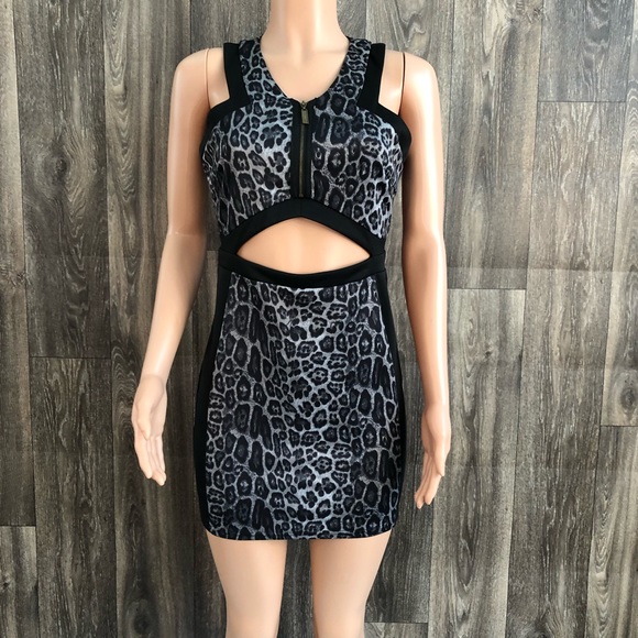 Cecico gray & black leopard cutout dress - Picture 1 of 6